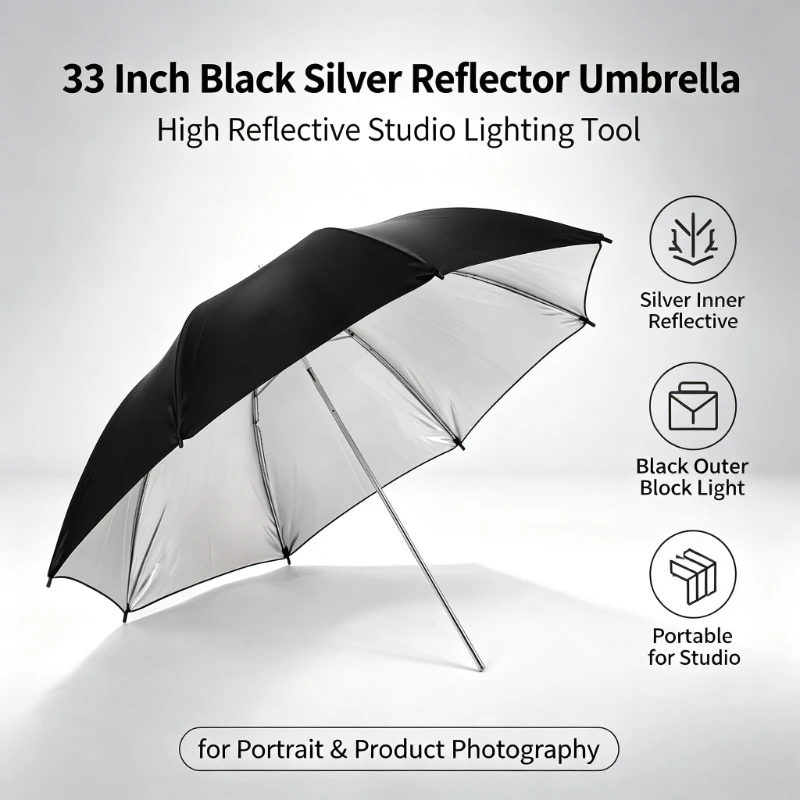 Photography Umbrella - 2026 블랙 내구성 강한 33인치 반사